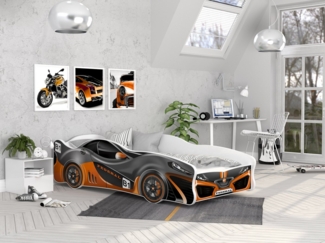 AJKmeble Autobett Kinderbett Jugendbett 80x160cm Gamerbett 18 DESIGNS WÄHLBAR (MADE IN EU - für Jungen und Mädchen, Paw Patrol Rennwagen, 160x80cm, beklebtes Spielbett für Ihr Kinderzimmer), VIELE DESIGNS WÄHLBAR