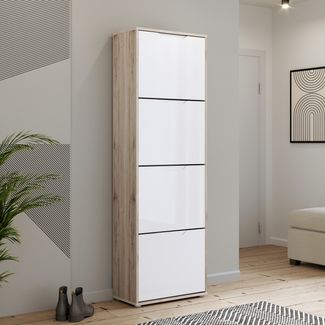 Schuhkipper >SIENNA< in Sandeiche Dekor / weissglanz - 55,2x171,3x27,9cm (BxHxT)