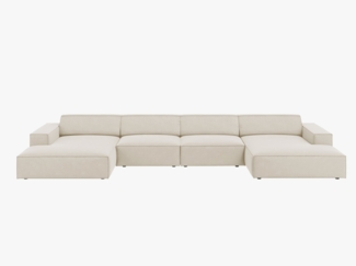 Micadoni Panorama-Sofa Jodie 6-Sitzer Samt Bluvel Dunkelbeige