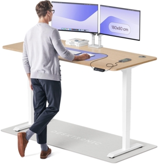 Desktronic Höhenverstellbarer Schreibtisch aus Bambus (160x80 cm) – Elektrisch höhenverstellbar mit flüsterleisem Dual-Motor & Touchscreen – Hohe Tragfähigkeit – Stehtisch HomePro