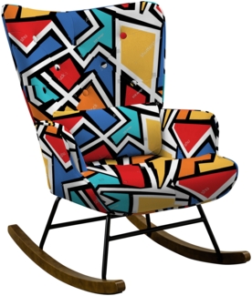 HOMEMIYN Ohrensessel Relaxsessel Lehnsthle Patchwork Ohrensessel mit Hocker lesesessel,H 91 x T 67 x B 86cm