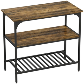 BlingBin Standregal Bäckerregal, 3-stufiges Küchenregal mit Stahlrahmen, 3-stufiges Standregal 1-tlg, für Esszimmer, Küche, Wohnzimmer, Rustikales Braun+Schwarz