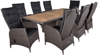 Garden Pleasure Tischgruppe BRAGA weidengrau Set 9tlg. Gartenmöbel Sitzgruppe