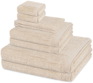 Ross Premium 8 tlg. Frottier-Set - 2 X Handtuch (50 X 100cm), 2 X Duschtuch (70 X 140cm), 2 X Gästetuch (30 X 50cm), 2 X Waschhandschuh (16 X 22cm) - 500 - Natur