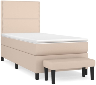vidaXL Boxspringbett mit Matratze Cappuccino-Braun 90x190cm Kunstleder 3137580