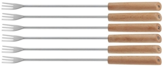 kela Fonduegabel Bergamo, 6 Fonduegabeln, Buchenholzgriffe, drei Zinken