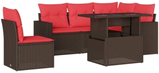 vidaXL 6-teiliges Gartensofa-Set mit Kissen, braun, Polyrattan 3267284