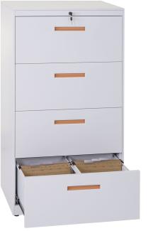 Hängeregisterschrank HWC-A10, Aktenschrank Büroschrank Stahlschrank, A4 abschließbar ~ 132x76x46cm weiß