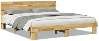 vidaXL Massivholzbett mit Kopfteil ohne Matratze 200x200 cm Eichenholz 3315726
