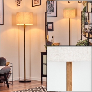 hofstein Stehlampe Stehlampe im skandinavischen Design, ohne Leuchtmittel, Boho-Style mit Schirm aus Stoff, Ø 40 cm, E27, mit Fußschalter