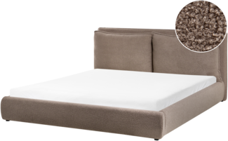 Bett mit Lattenrost Bouclé BAJONNA 180 x 200 cm Taupe