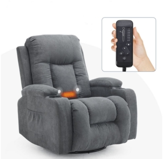 VINGLI Relaxsessel 360°-Drehung, Fernsehsessel mit Liegefunktion, Massage&Wärmefunktion