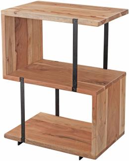 Kadima Design Hölzerner Beistelltisch in S-Form, Massivholz & Edelstahl, Modernes & Elegantes Design. 45x30x60 cm