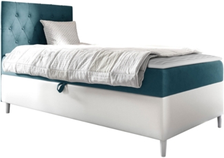 Boxspringbett 'Lenda Junior 1', blau, 80 x 200 cm, Links