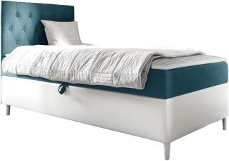 Boxspringbett 'Lenda Junior 1', blau, 80 x 200 cm, Links