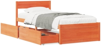 vidaXL Massivholzbett ohne Matratze Wachsbraun 75x190 cm Kiefernholz 846809