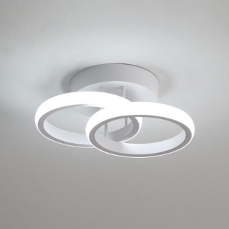 Goeco LED Deckenleuchte LED Aluminiumlampe, 22W Energiespardesign, Doppelkreis Kreuz Design, Kaltweiß, mit weichem und angenehmem Licht, weiß