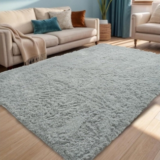 LuxusKollektion Hochflor-Teppich Weicher Zottelteppich Flauschiger Flächenteppich 60x90 cm Hellgrau