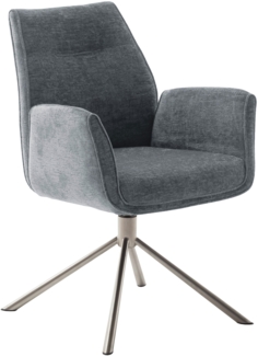 2er Set Sesselstuhl Diveria, 360° drehbar - Anthrazit / Edelstahl