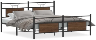 vidaXL Metallbett ohne Matratze Braun Eichen-Optik 160x200 cm 3325102