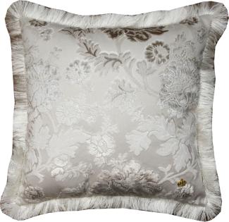 Luxus Kissen Pompöös by Casa Padrino von Harald Glööckler Elegance Collection Barock Muster Creme / Creme 50 x 50 cm - Luxuskissen