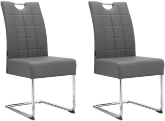 loft24 Esszimmerstuhl Chen (Set, 2 St), Polsterstuhl, Stuhl, Freischwinger, Lederoptik, Chromgestell
