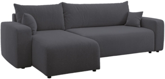 Selsey 'Pianoni' Ecksofa mit Schlaffunktion, Stauraum und Bouclé-Bezug, dunkelgrau, 83 x 244 x 140 cm