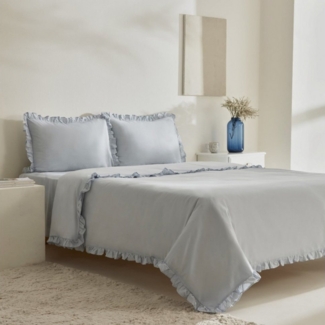 Karaca Bettwäsche Home Pure Ruffle 100% Baumwolle Doppelbett Bettwäsche Bettbezug Set
