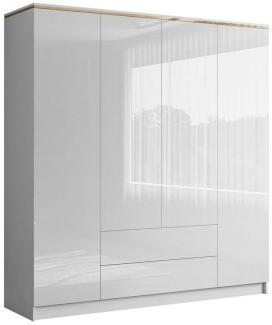 Lookway Kleiderschrank AURORA 4D2S in Weiß hochglanz mit Spiegel Breite: 200 cm