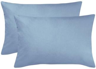 BettwarenShop Single Jersey Kissenbezug Ulm 2er Pack|40x60 cm| stahlblau