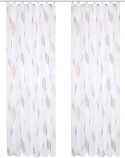 HOME WOHNIDEEN Vorhang PAOLO (2 St), Schlaufen, transparent, Voile, 2er Pack Schlaufenschal PAOLO bedruckt