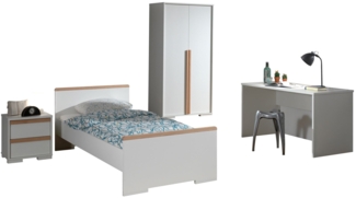 Jugendzimmer Set Kariotta Möbelset Holzwerkstoff Weiß/Buche
