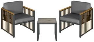 MC Star Balkonset Gartenmöbel-Set 3-tlg. Bistro-Set mit Couchtisch & 2 Stühlen, (Gartensitzgruppe mit Kissen, grau, ideal für Terrasse & Balkon)