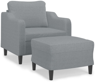 vidaXL Sessel mit Hocker Hellgrau 60 cm Stoff 3201127