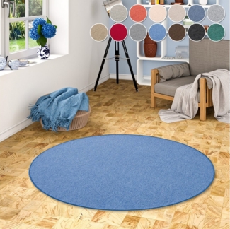 my home Teppich Fortis, Schlinge, Made in Netherlands, rund, Höhe: 5 mm, Uni Farben, gekettelt, strapazierfähig, Wohnzimmer