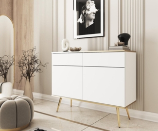 Compleo Kommode Schmal, Design Kommode mit 2 Schubladen, Glamour Stil POLO