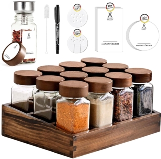 SAEIV Gewürzregal stehend & Wand mit 24 Gewürzgläser 120ml