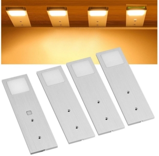 LETGOSPT LED Unterbauleuchte LED Unterbauleuchten Silber 5W- Sehr Flache Küchenleuchte, LED fest integriert, Warmweiß, Aluminium Einbaustrahler Einbauspot,Leuchte mit Touch-Dimmfunktion