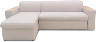 Domo Collection Ecksofa Lima, Eckcouch mit Schlaffunktion und Bettkasten, Schlafsofa, Sofa, Couch, Schlafcouch, 244x155 cm, Sofa in L-Form in silber