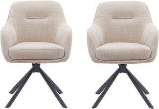 Armlehnstuhl >Avola< (2er-Set) Federkern, Drehfunktion, leinen-beige - 57x87x65 (BxHxT)
