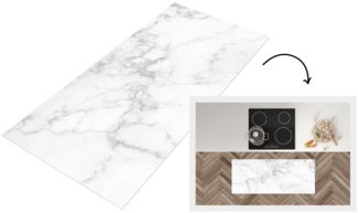 MuchoWow Küchenläufer Marmor - Weiß - Grau - Luxus - Marmoroptik - Stein, Rechteckig, Küchenteppich, Läufer für Küche, Rutschfest, Küchendeko, 120x50 cm