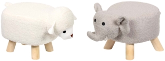 2er Set Kinderhocker - Elefant + Schaf