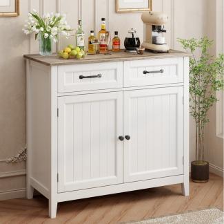 Bealife Sideboard Küchenschrank mit Arbeitsplatten,mit 2 Schubladen 2 Türen,Weiß