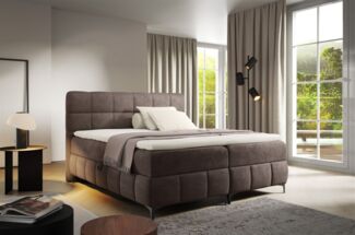 Boxspringbett Schlafzimmerbett SOPHIE 140x200cm Stoff Salvador Schokobraun