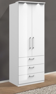 Kleiderschrank "Optima" Drehtürenschrank 80cm weiß Hochglanz 2trg