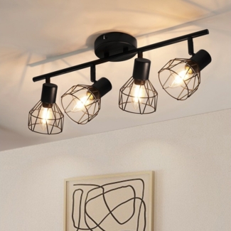 Zedelmaier Deckenstrahler Deckenleuchten 2/3/4 Flammig Deckenspots 40W E14 matt schwarz, Schwenkbar 350°, ohne Leuchtmittel, für Wohnzimmer Schlafzimmer