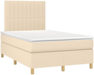 vidaXL Boxspringbett mit Matratze Creme 120x190 cm Stoff 3269949