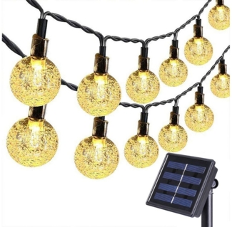 MUPOO Lichterkette Solar Lichterkette Aussen, 20LED/50 LED 5M/9.5M 8 Modi, Solar Kristall Kugeln wasserdicht Außer/Innen