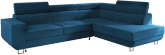 Mirjan24 'Fonti' Ecksofa, mit Bettkasten und Schlaffunktion, Blau, Rechts