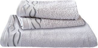 Dyckhoff Handtuch Set Wave, Frottier (Set, 3-St), mit Jacquard-Bordüre,4 Handtücher (50x100 cm), 2 Duschtücher (70x140 cm)